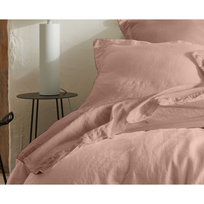 Drap plat Organic rose poudré - 50% Chanvre 50% Coton Bio