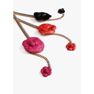 Cintura elasticizzata metallo fiori effetto pelle