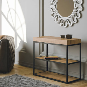 Console extensible 90x40/300 cm Plano Chêne Nature cadre Anthracite