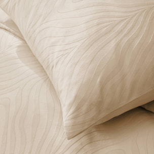 Parure de lit 3 pièces en velours gaufré à motif ondulé housse + taies - Blanc