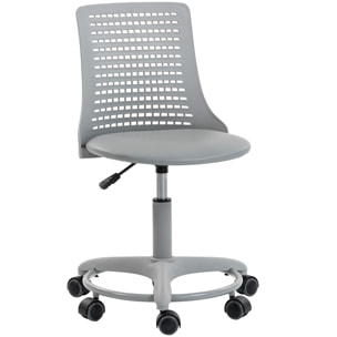 Silla de Escritorio sin Brazos, Silla de Oficina Giratoria, con Respaldo Hueco, Asiento Acolchado de Espuma de Alta Resiliencia, Altura Ajustable, Gris