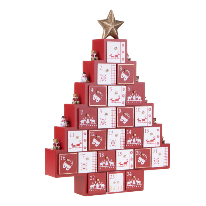 Albero Natalizio Calendario Avvento - Pezzi 1 - Colore Bianco - 43,5x61Hx8cm - Bianchi Dino