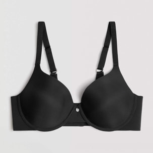 Reggiseno imbottito nero con ferretto e chiusura ampia, coppe B e C