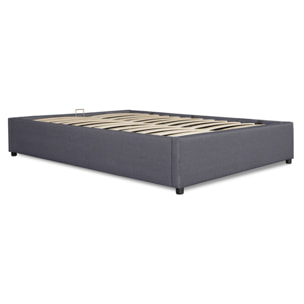 Lit coffre Otto en similicuir gris avec sommier 140x190cm