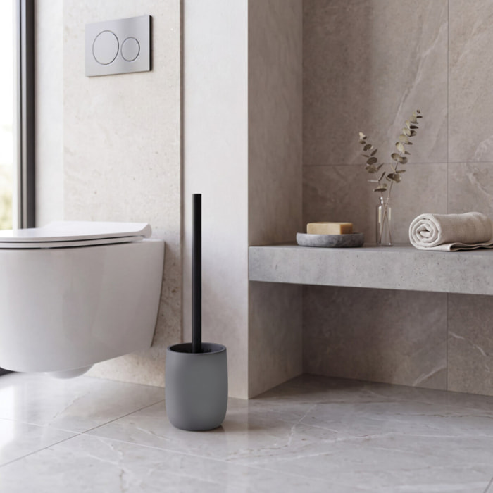 Brosse WC ZAC en polyrésine – finition gris charbon mate, design moderne et minimaliste