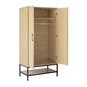 Nagato - armoire - cannage et effet bois - 80 cm - Bois / Noir