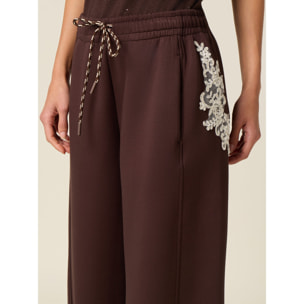 Oltre - Joggers soft touch con patch in pizzo - Marrone