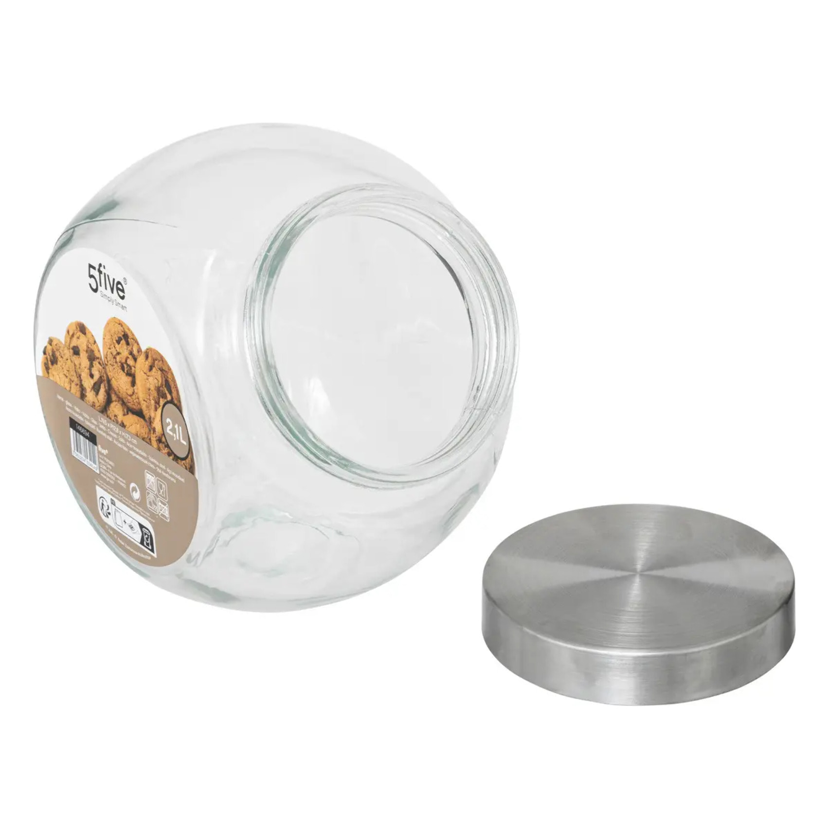 Bocal verre à bonbons couvercle inox 21L