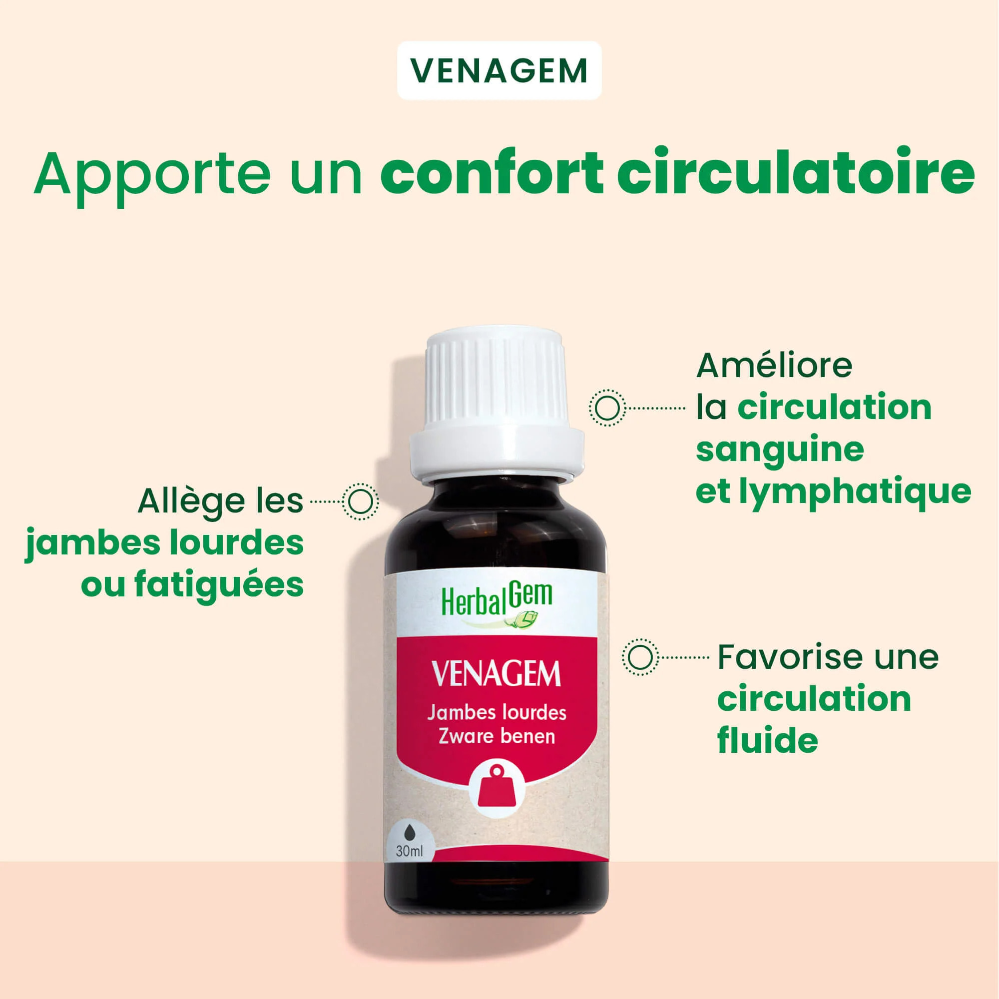 Herbalgem- VenaGem jambes lourdes - Bio - 30 ml