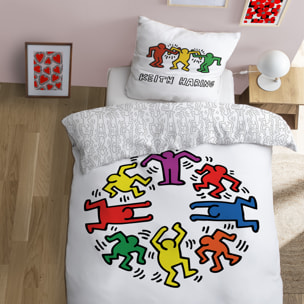 Parure de lit imprimée 100% coton, KEITH HARING PARTY