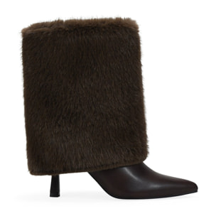 Botas de tacón marrones con polaina de pelo