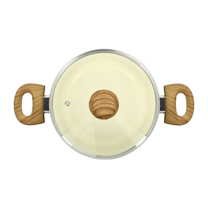 Faitout en revêtement céramique 20cm crème - tous feux COLORAMA