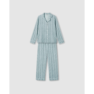 Pigiama lungo camicia in cotone a righe zuberi indaco