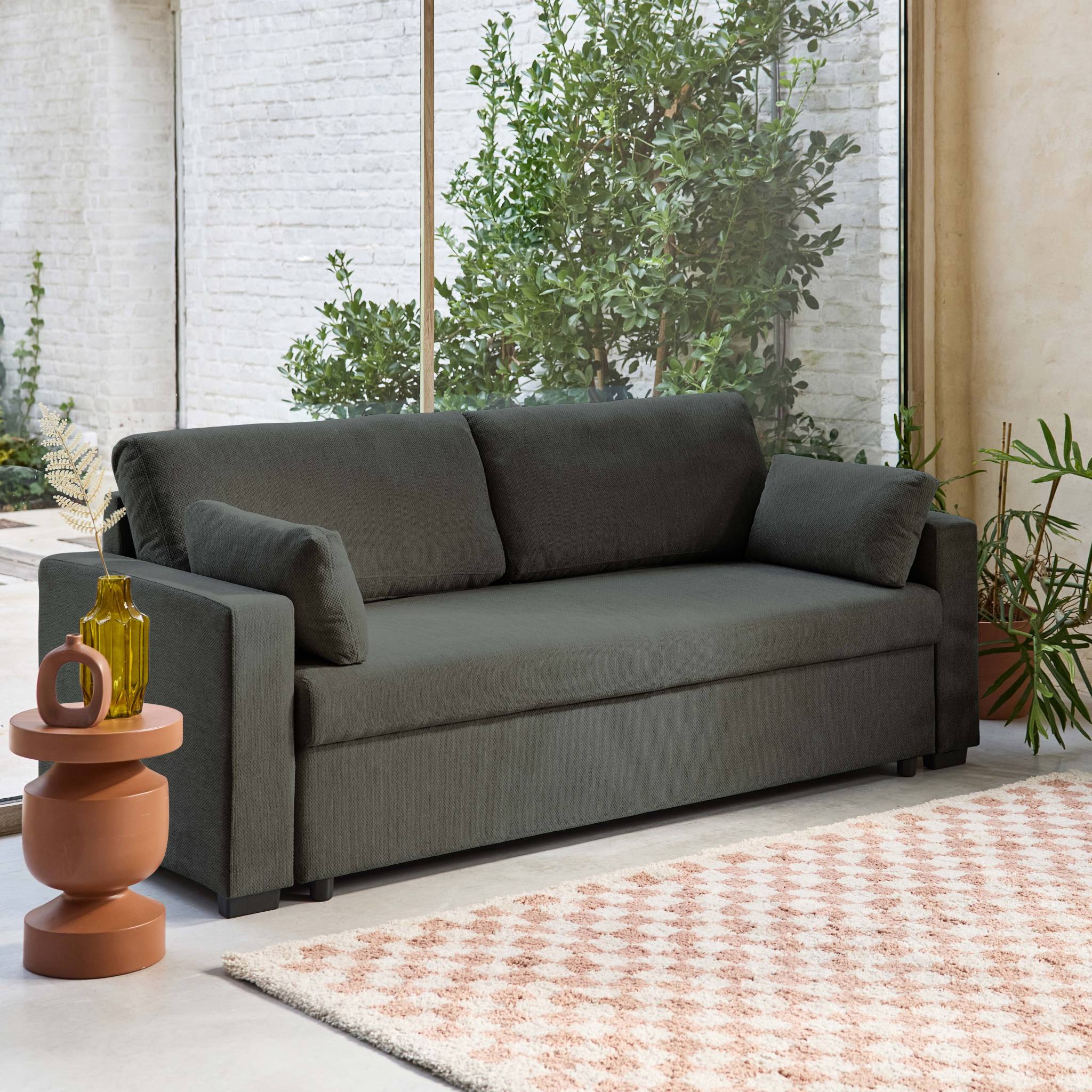 Canapé convertible 3 places tissu chenille EASY