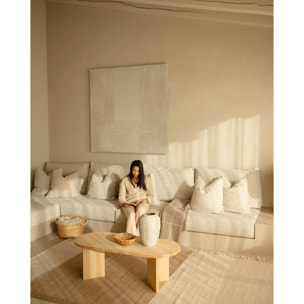 Mesa de centro de madera maciza en tono roble medio de 120cm Alto: 40 Largo: 120 Ancho: 50