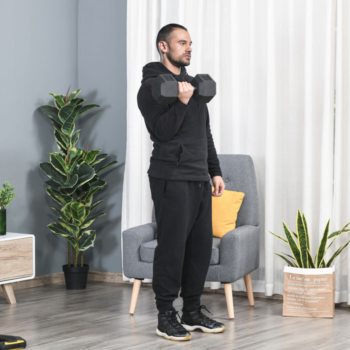 Mancuerna Hexagonal 20 kg de Hierro Fundido, Pesas de Metal Recubiertas de Goma, con Mango Moleteado, para Entrenamiento en Casa, Gimnasio, y Oficina, Negro y Plata