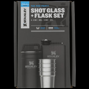 Pre-Party Shot Glass + Flask Set - Matte Black Pebble