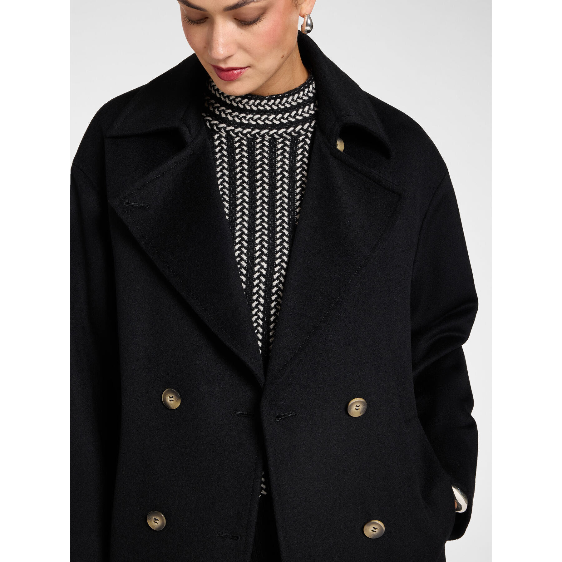 Elena Mirò - Cappotto doppiopetto in pura lana - Nero