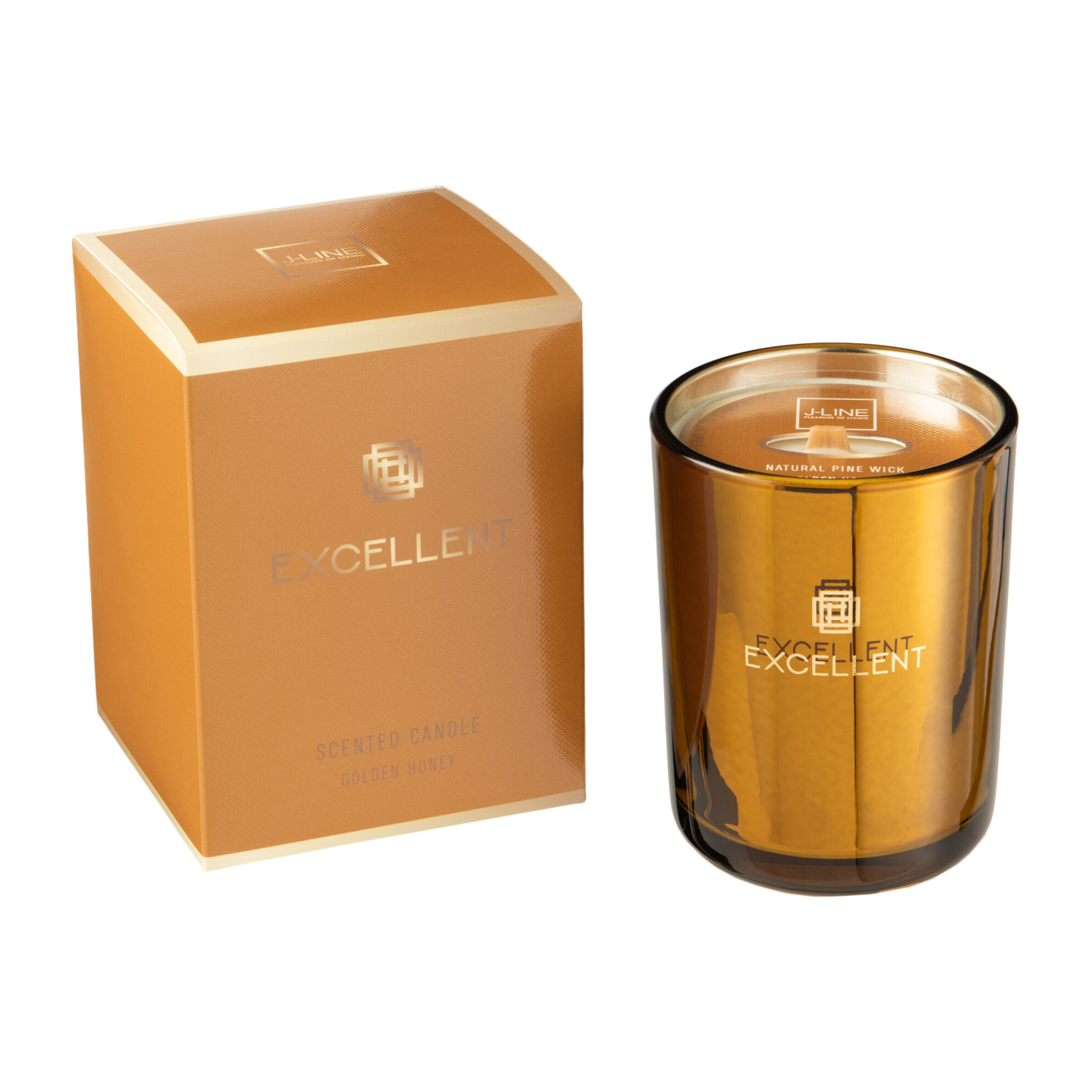 J-Line bougie parfumée Excellent - Golden Honey - verre - ocre – small – 50H
