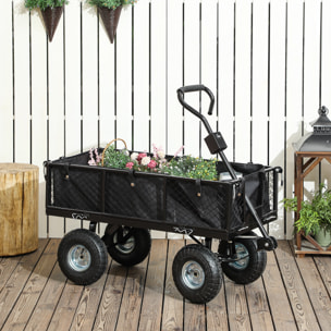 Carro Playa con Ruedas Grandes Carro de Jardín con Mango Giratorio Ajustable y Bolsa Impermeable Removible Carga 300 kg Carrito Transporte para Todo Terreno Campaña Compra Negro