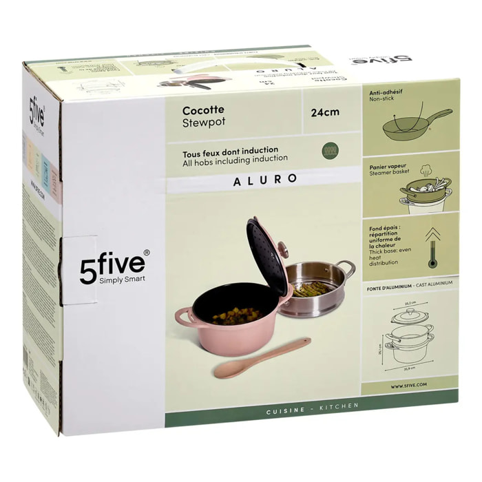 Cocotte Aluro aluminium rose D24cm