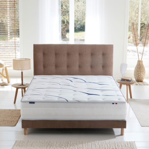 Sommier tapissier Eden moka, bois massif, chenille bouclettes