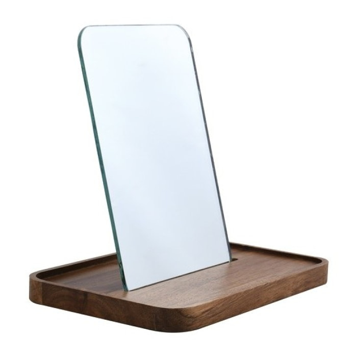 Miroir sur socle rectangulaire Bois ALESIA D'acacia Spirella
