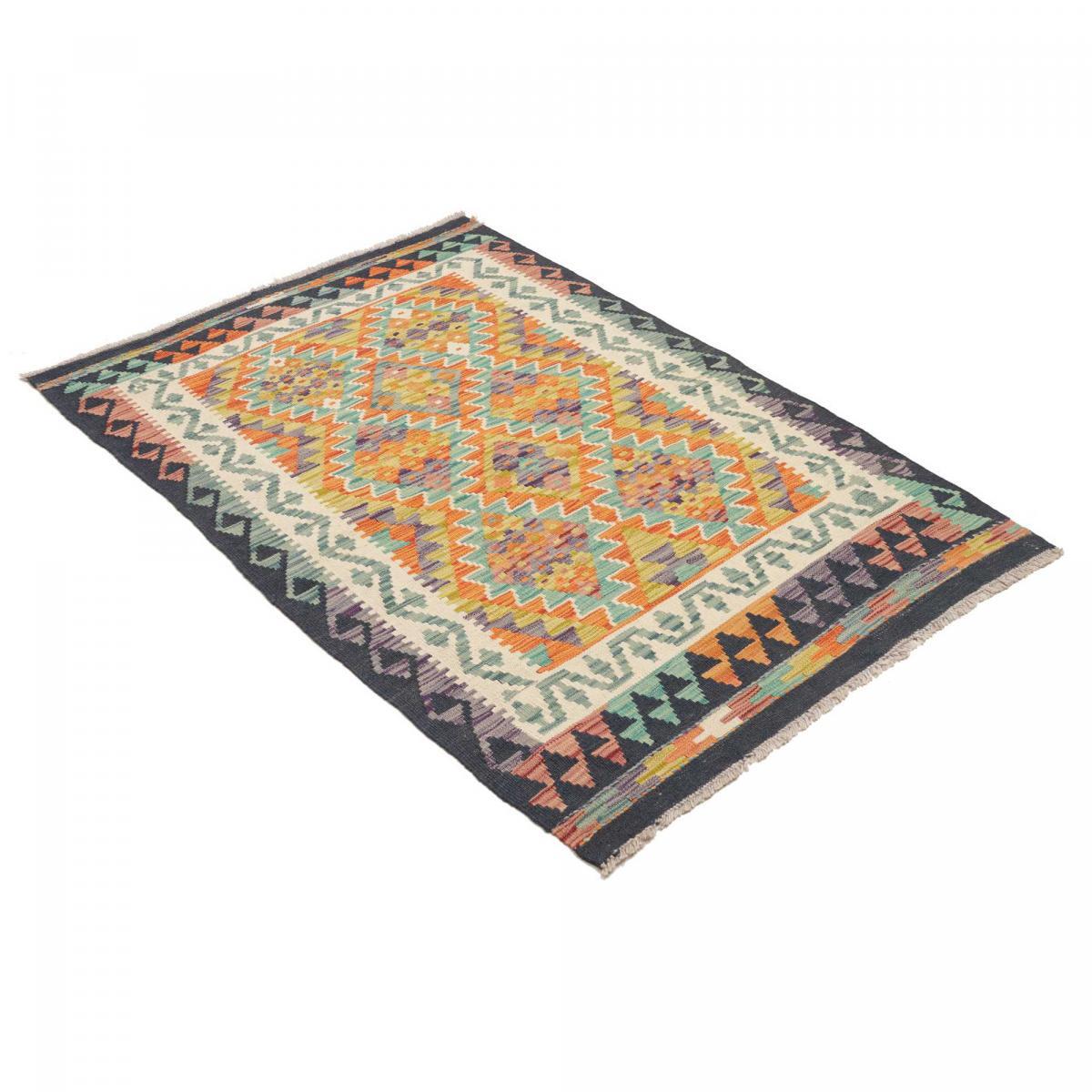 Tapis kilim à motif géométrique, tissage plat authentique