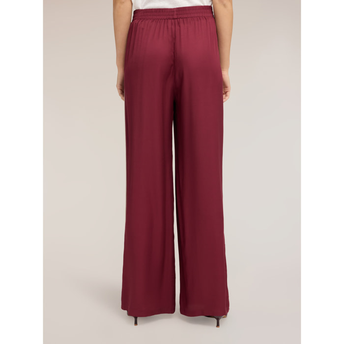 Motivi - Pantaloni palazzo in twill di viscosa - Bordeaux