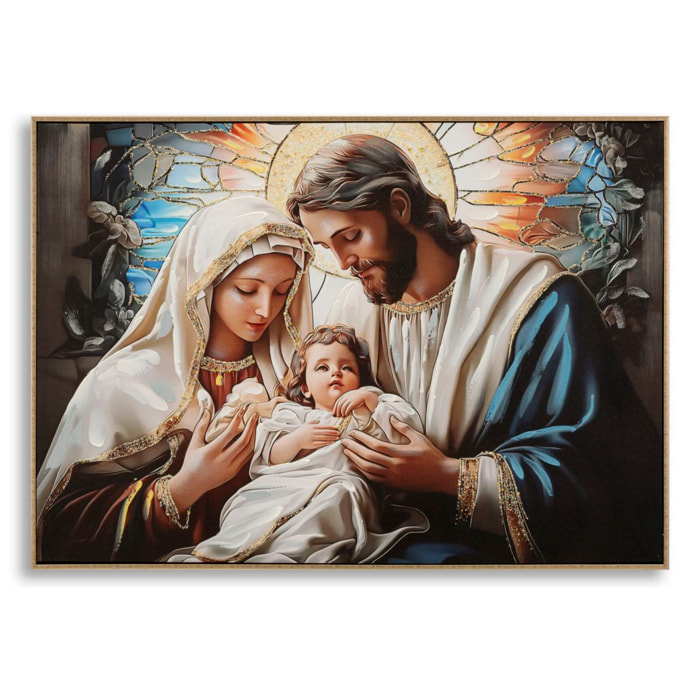 STAMPA DIPINTA SU TELA LACCATA NATIVITA' C/CORNICE CM 102X4X72