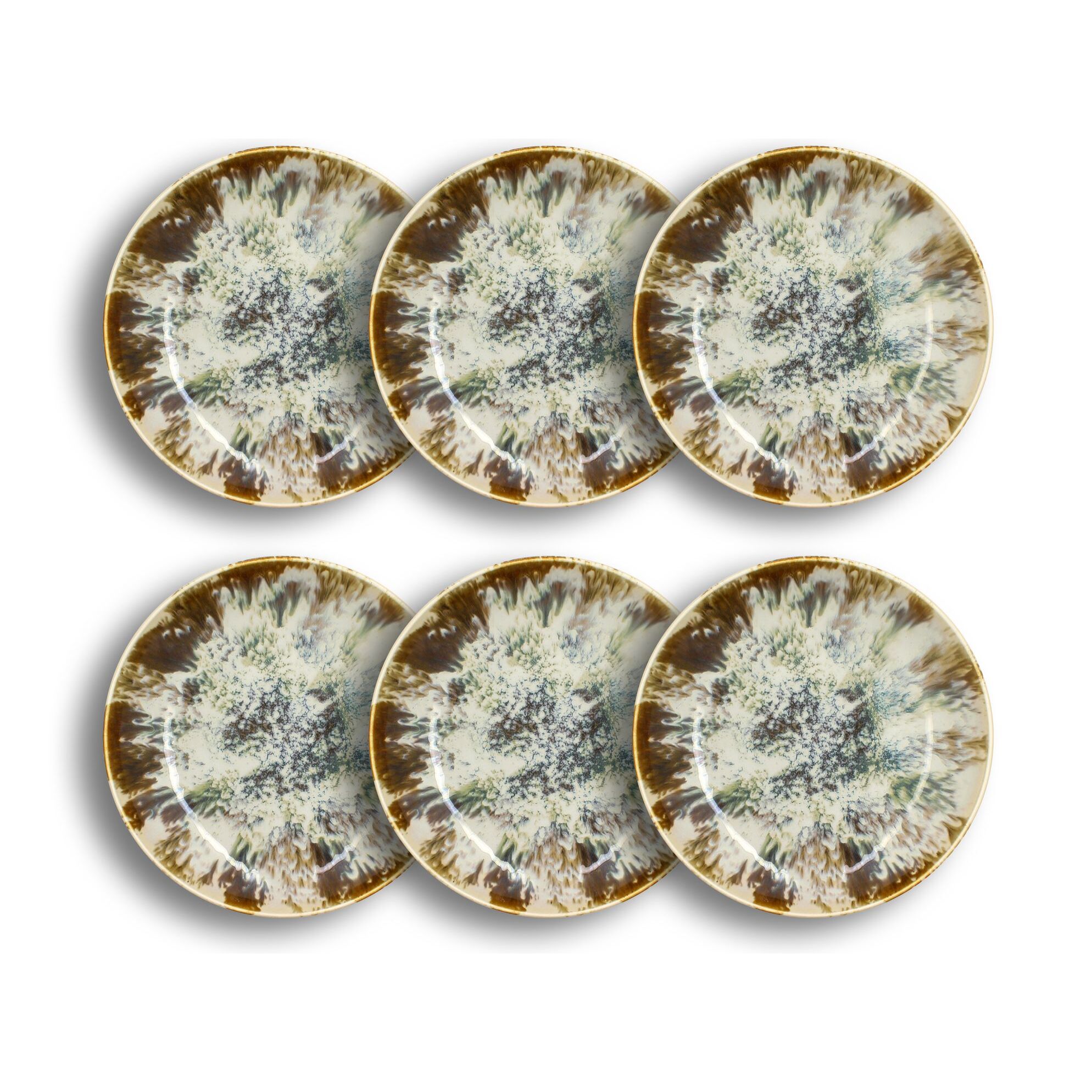 Lot de 6 grandes assiettes creuses en porcelaine beige 26cm MAKA