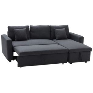Canapé d'angle convertible CLARK 3 places gris chiné