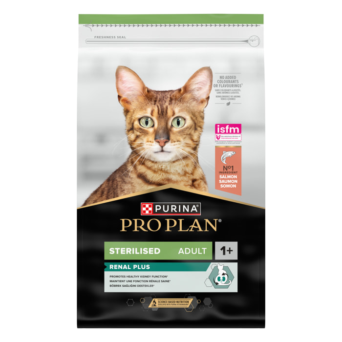 Lot Pro Plan Chat Stérilisé Adulte RENAL PLUS Saumon 10kg et Boeuf Poulet 10x85g