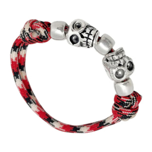 Pulsera paracord doble Skull rojo