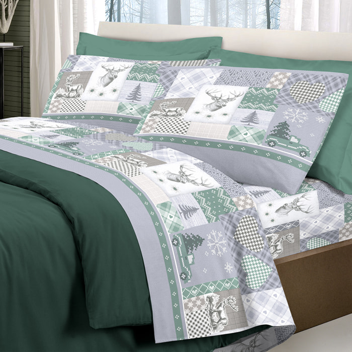 Completo letto alpi verde 100% cotone