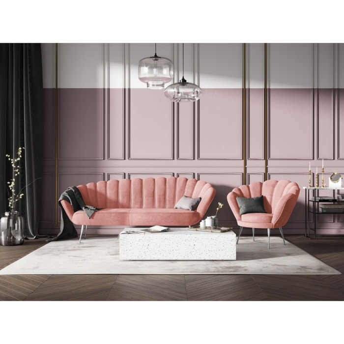 Fauteuil "Kingston" en velours rose