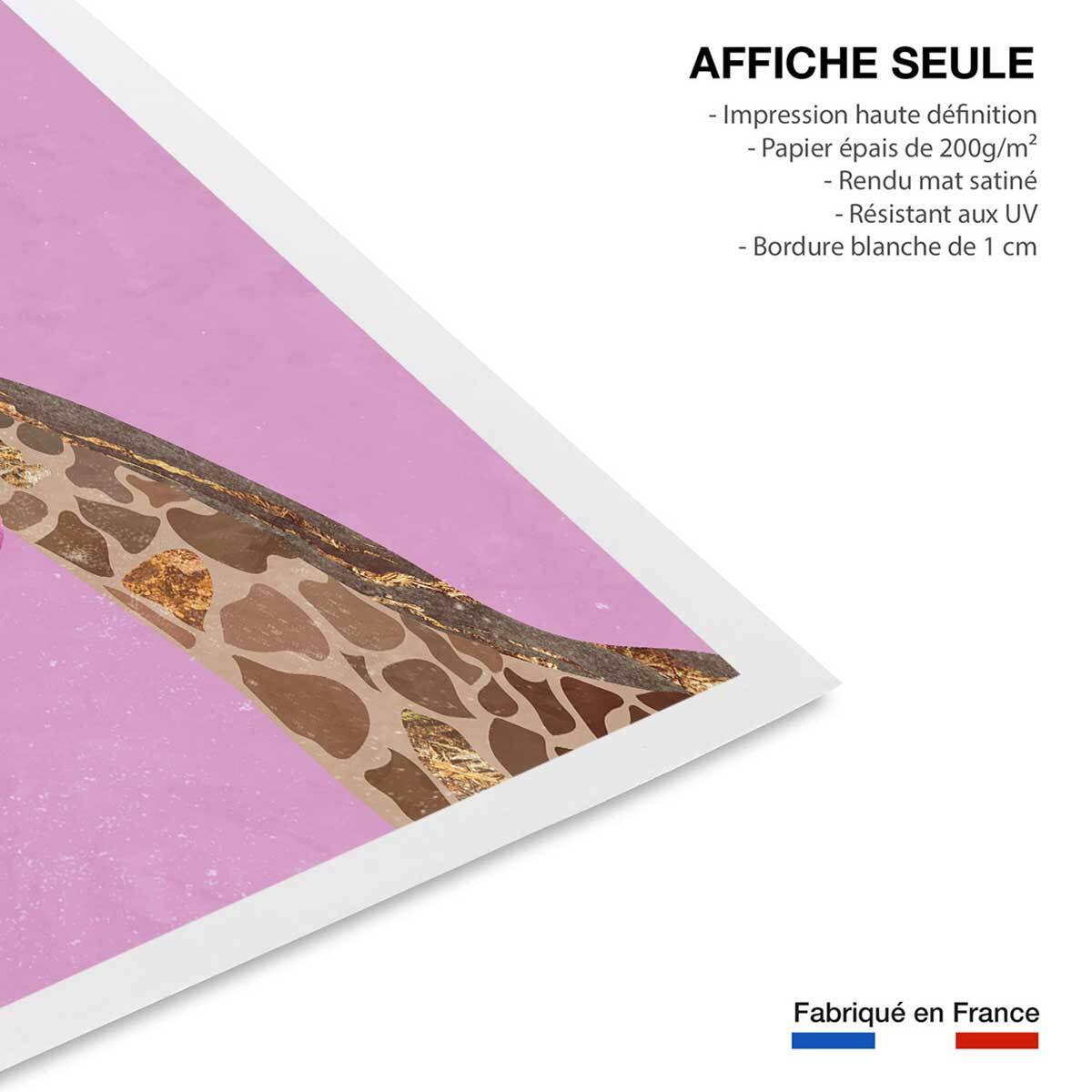 Affiche enfant girafe rose Affiche seule