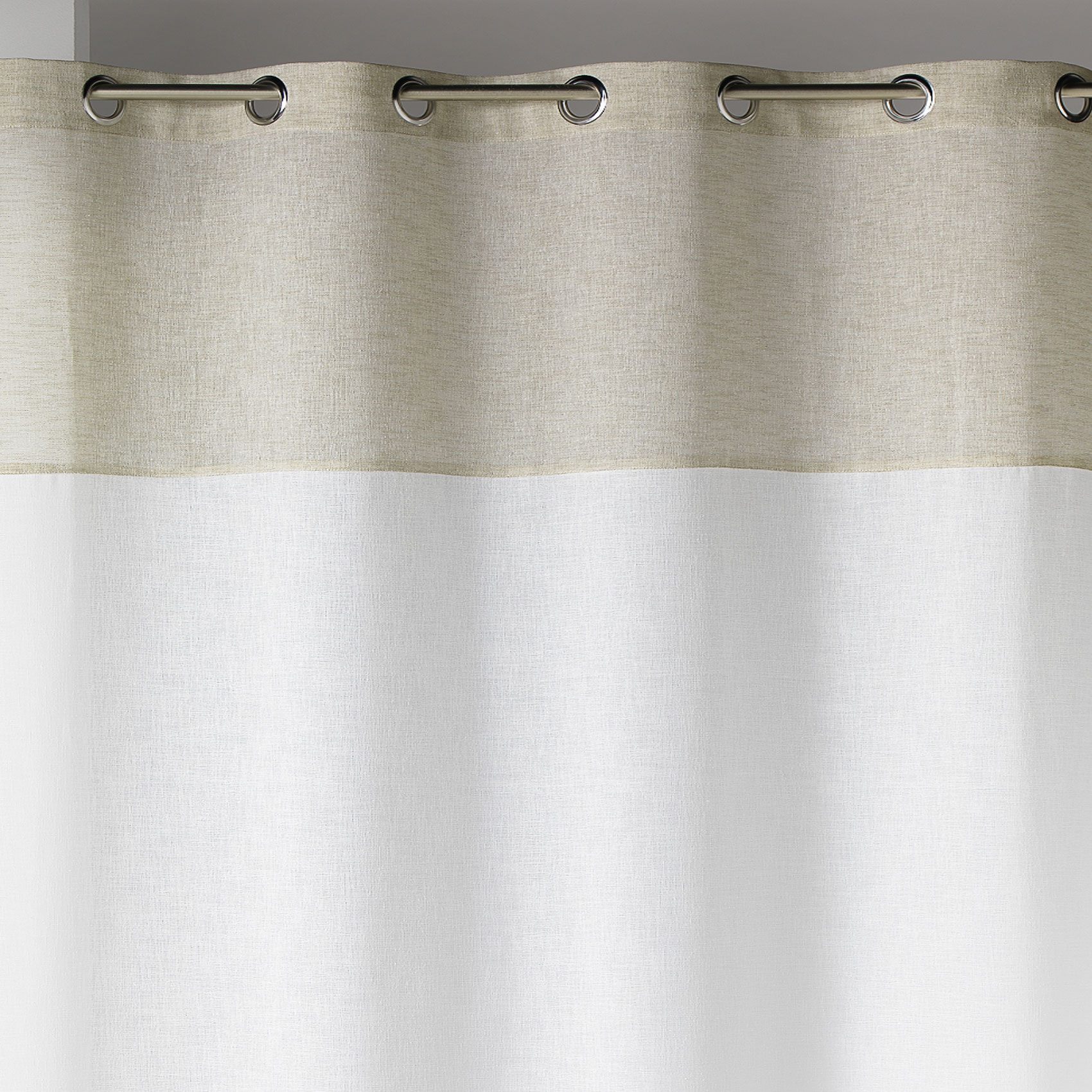 Voilage blanc  - Effet lin bi-ton tamisant - Beige