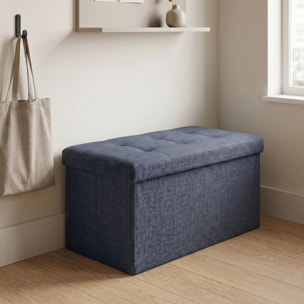 Pouf contenitore imbottito in tessuto con seduta lunga, panca multifunzione con spazio interno, ideale come poggiapiedi, seduta o contenitore, pratico e versatile per soggiorno, camera o ingresso, facile da pulire, dimensioni 76x34x34 cm