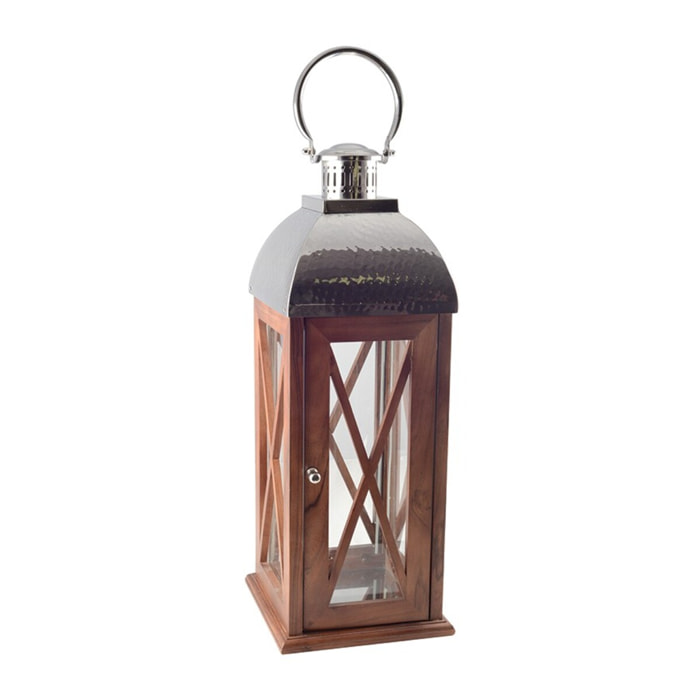 Lanterne en bois et verre petit modèle 23x23x67cm