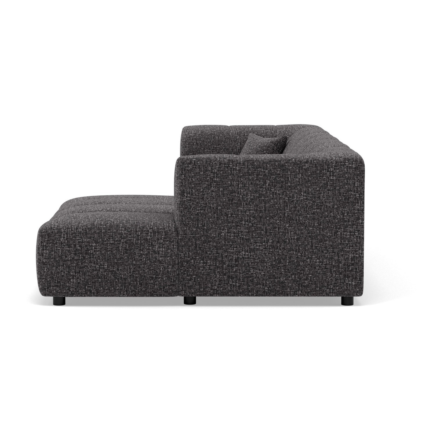 Curtis - canapé d'angle droit 4 places avec accoudoir en tissu texturé - Gris foncé