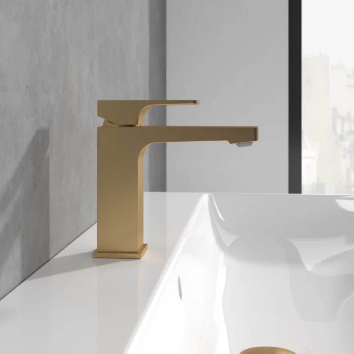 Mitigeur lavabo Architectura Square avec tirette Brushed Gold