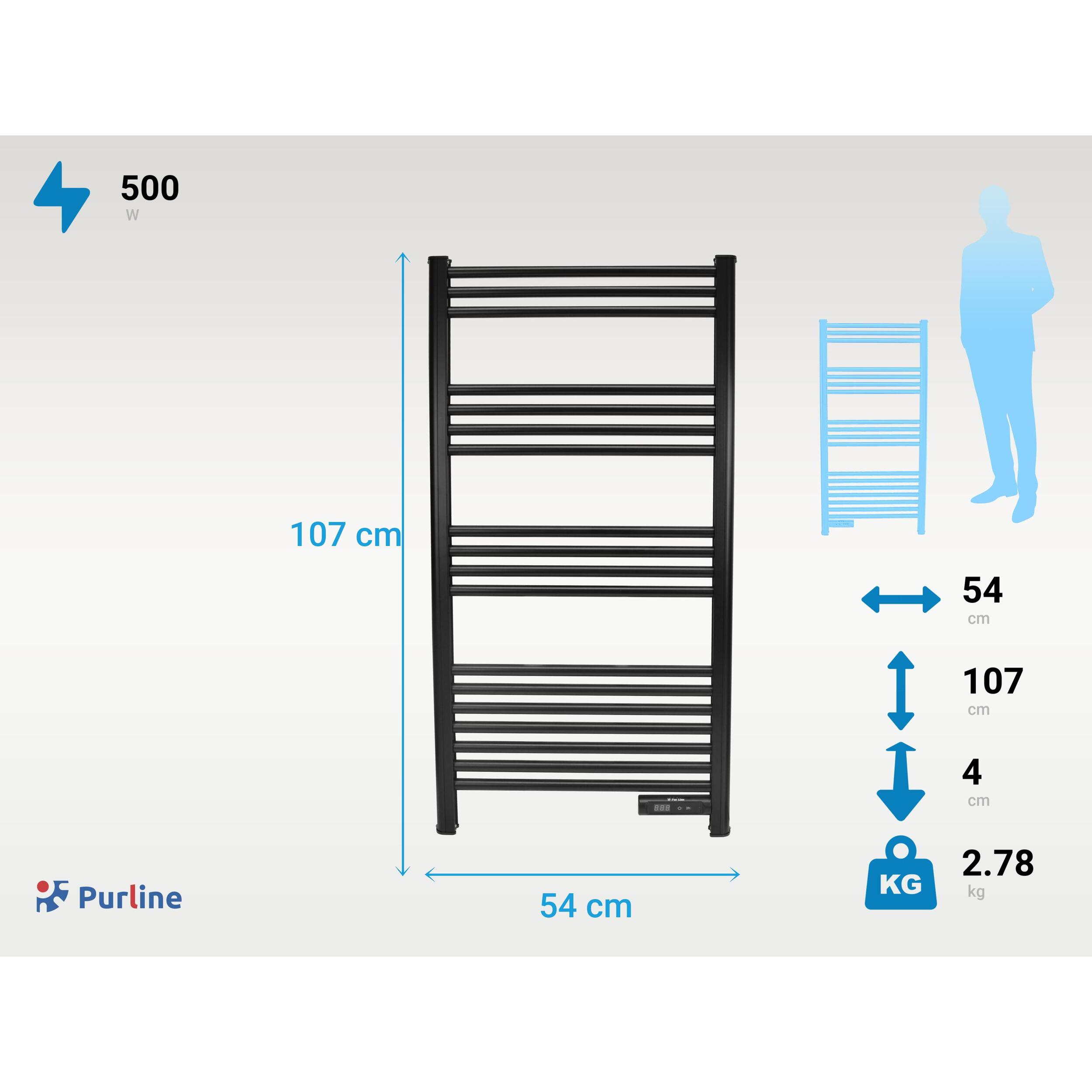 Toallero de aluminio 500 W con temporizador NTW-11B PURLINE 500 W