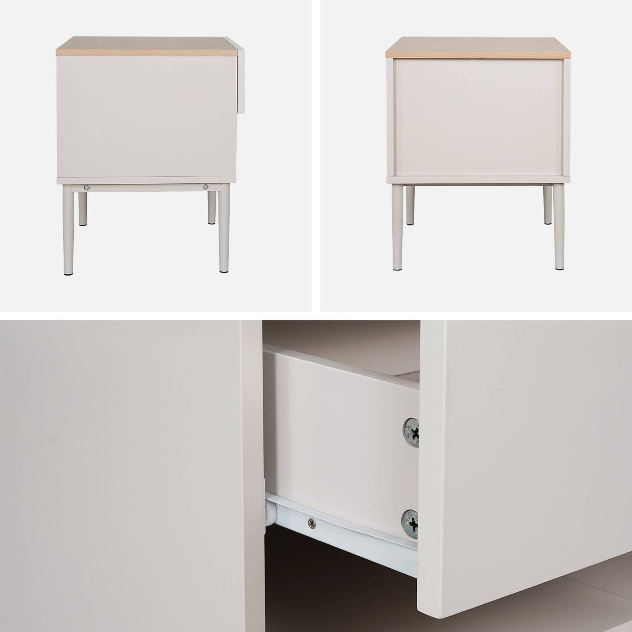 Table de chevet métal et décor bois 1 porte 1 niche (lot de 2) ASHTON