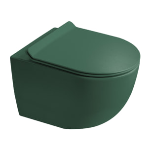 PixL WC suspendu en céramique Tornado Quiet Flush, fixations invisibles + abattant Soft-Close, Vert mat (CEPX010RTORPGEM)