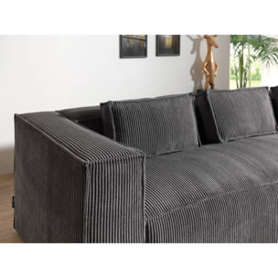 Stella - canapé d'angle droit en velours côtelé - 4 places -style contemporain - Gris foncé