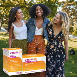 VITAMIN'22 - Programme Vitaminé - Formule spécifique Femme - Action fortifiante anti fatigue - Cure Flash 7 jours "coup de fouet" - 7 doses de 30ml + 60 gélules végétales