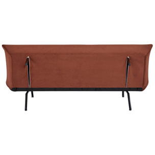 Canapé convertible 3 places en velours terracotta ANATOLE