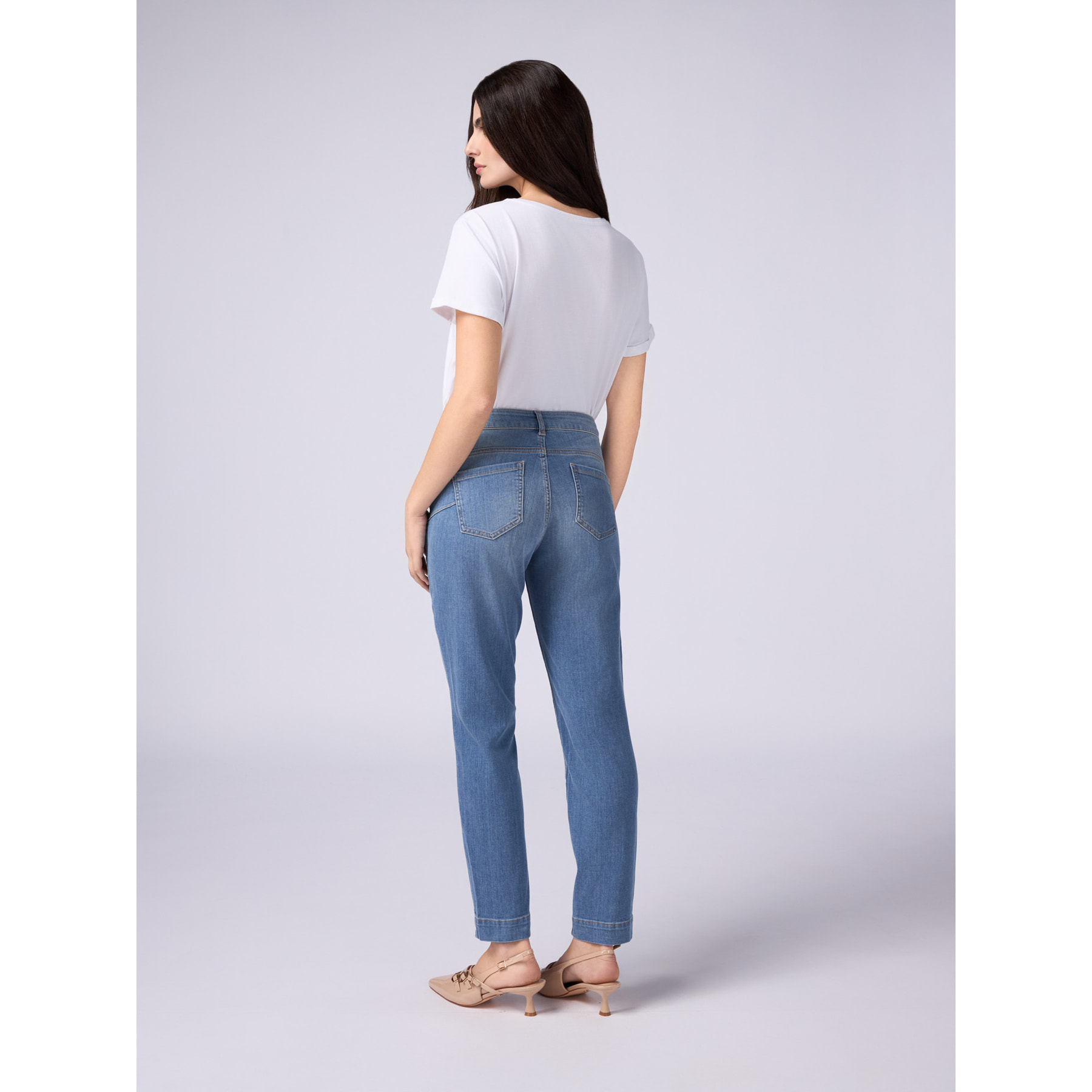 Oltre - Jeans skinny push up con dettaglio catena - Azzurro