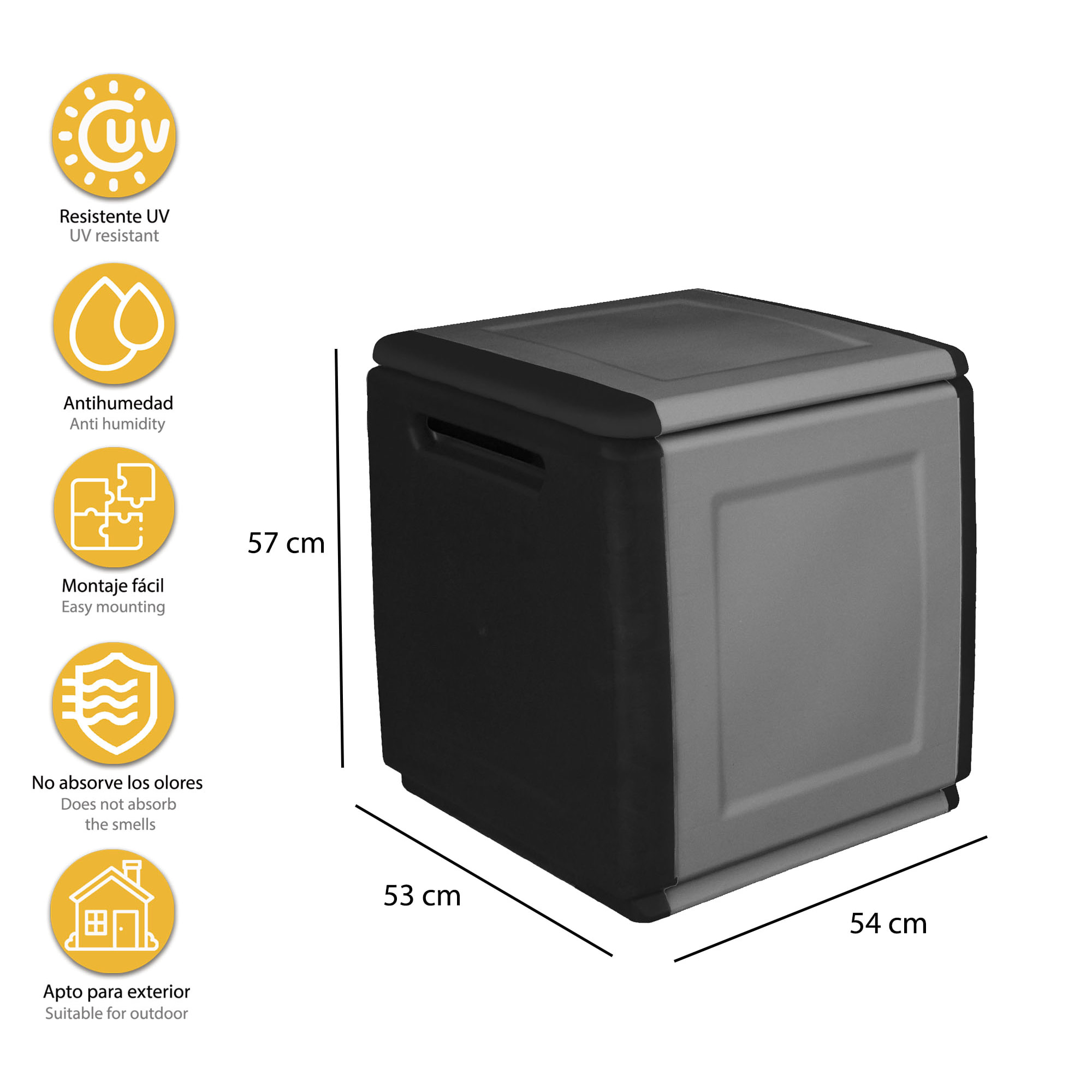 Baúl 54cm Gris y negro, interior/ exterior, Artplast